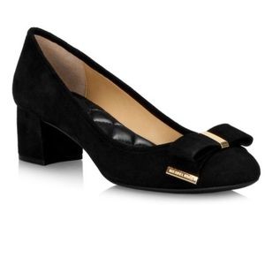 Michael Kors Black Suede Mid Pumpw/Bow Heel Sz 8.5